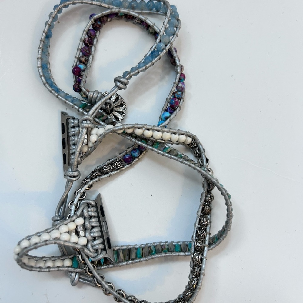 Cape Diablo Ocean Jasper Protection Apple Watch Strap Beaded Wrap Bracelet - Picture 3 of 4